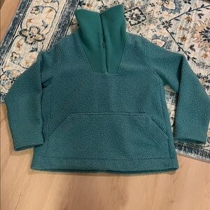 Teal Land’s End Quarter-Zip Sherpa Pullover